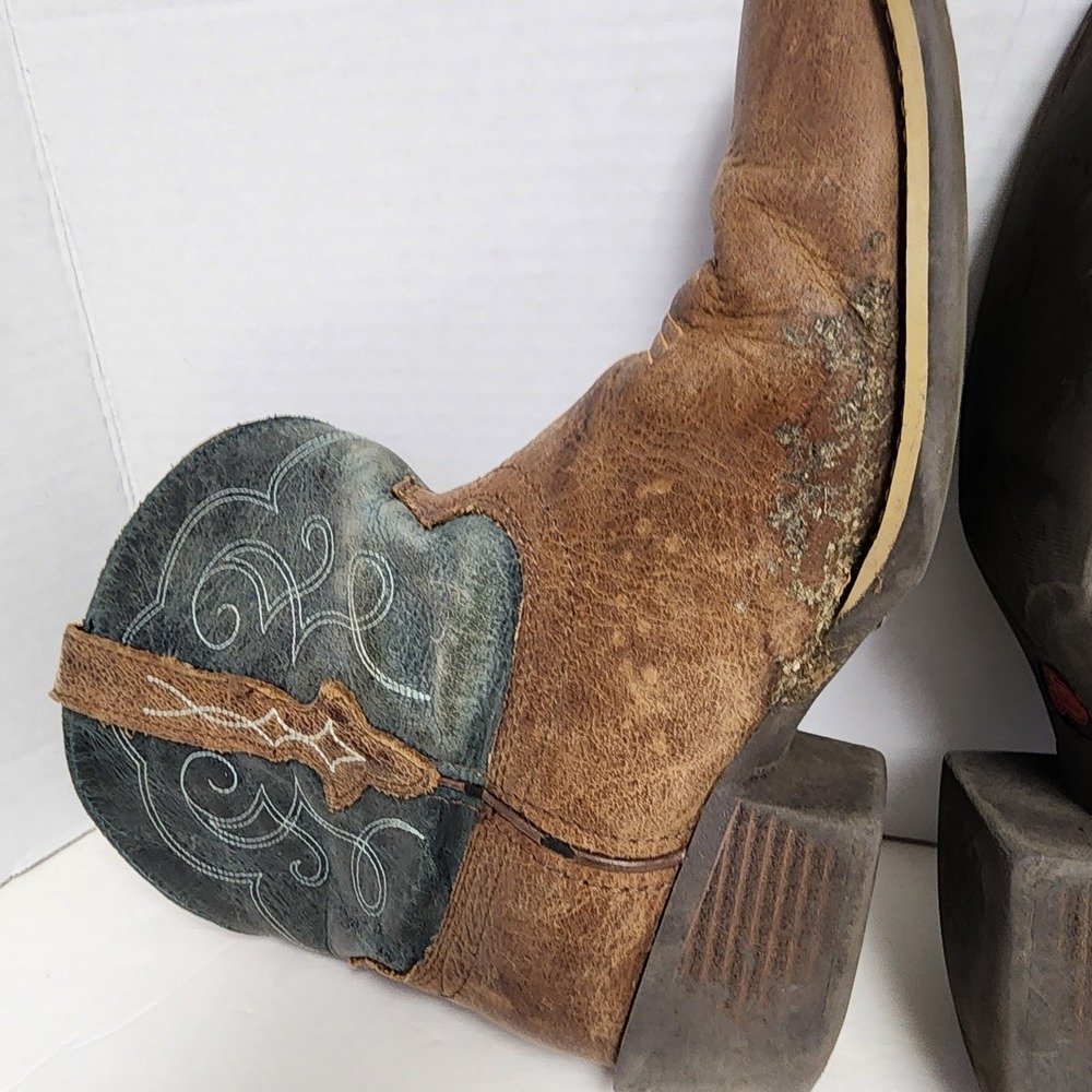 Justin Gypsy Chellie Tan Green Leather Boot Booties Women's Size US 7.5B Western - Picture 10 of 16
